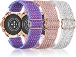 Farluya 3 Pack 18mm Stretchy Nylon Watch Bands for Fossil Women's Gen 5E 42mm / Gen 6 42mm,Soft Quick Release Wristband Loop Elastic Strap for Fossil Venture Gen 4 HR/Gen 3 Women Men